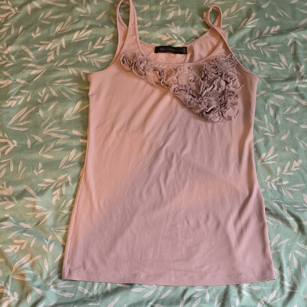 New York & Company Light Pink Camisole with Floral Accent